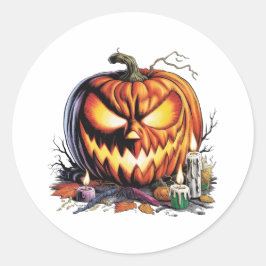 Wütender Jack Halloween Runder Aufkleber