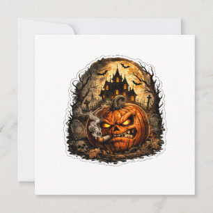 🎃 Wütender Jack O' Lantern Halloween-Aufkleber    Einladung