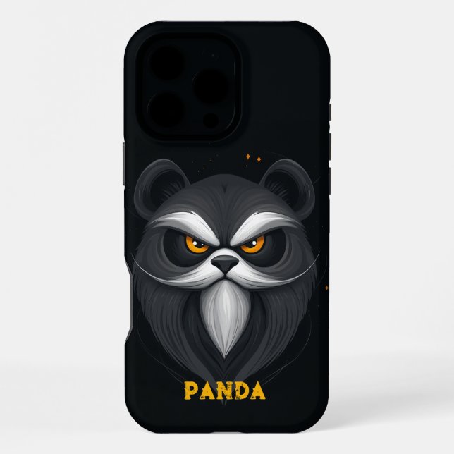 Wütender Panda Schwarz iPhone 16 Pro Max Hülle (Rückseite)