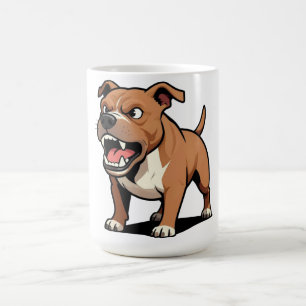 Wütender Pitbull-Cartoon-Hund braun fletscht die Z Kaffeetasse