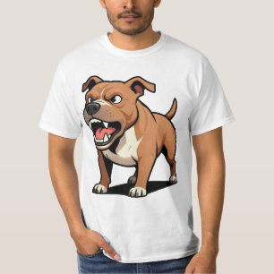 Wütender Pitbull-Cartoon-Hund braun fletscht die Z T-Shirt