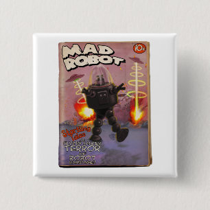 Wütender Roboter-Massen-Abdeckungs-Knopf Button