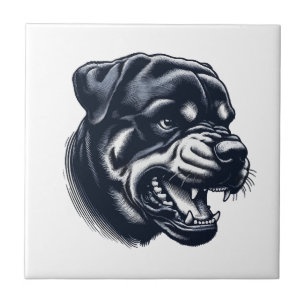 Wütender Rottweiler Hund Kühne Wachhund Kunst Fliese