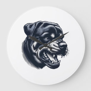 Wütender Rottweiler Hund Kühne Wachhund-Kunst Große Wanduhr