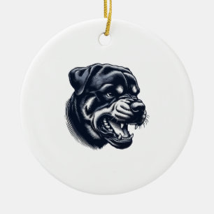 Wütender Rottweiler Hund Kühnes Wachhund Kunstwer Keramik Ornament