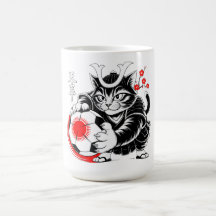 Wütender Samurai-Katzenbecher - Für Fußballkrieger