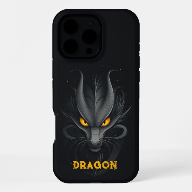 Wütender schwarzer Drache iPhone 16 Pro Max Hülle (Rückseite)