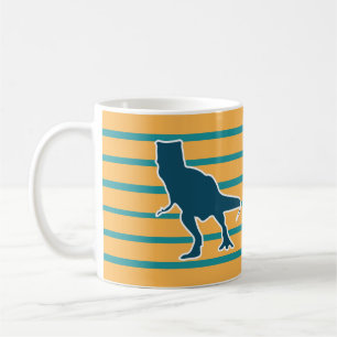 Wütender T-Rex-Dinosaurier gelb und blau Kaffeetasse