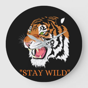 Wütender Tiger "Bleib Wild" Künstlerische Wanduhr