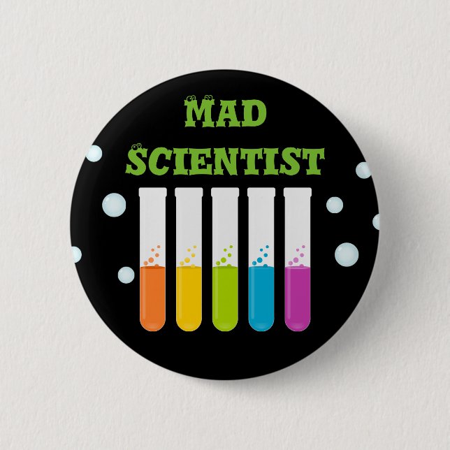 Wütender Wissenschaftler-buntes Button (Vorderseite)