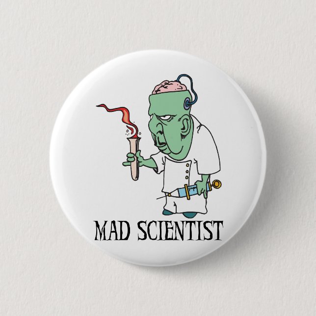 Wütender Wissenschaftler-Knopf Button (Vorderseite)