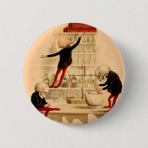 Wütender Wissenschaftler-Skelett-Labrador mischt Button