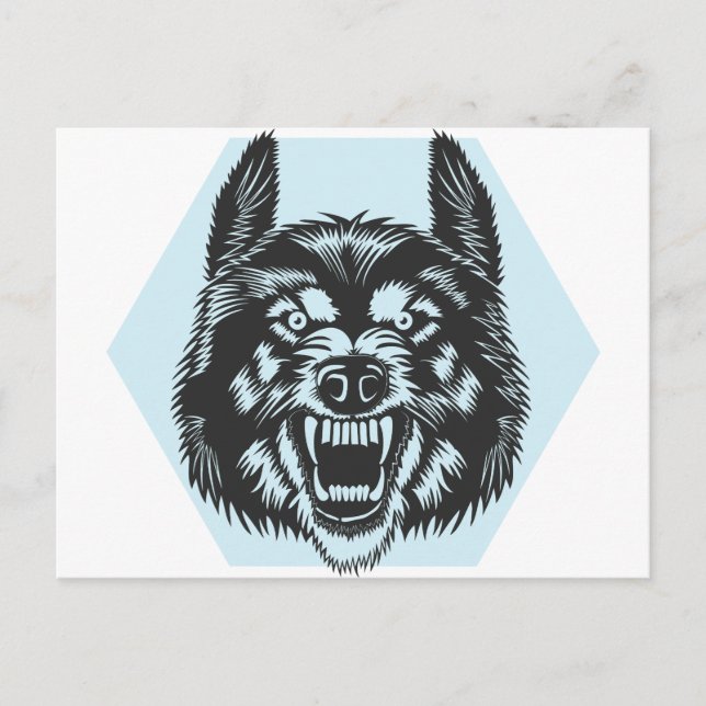 Wütender Wolf Postkarte (Vorderseite)
