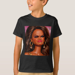 Wütendes angewidertes schwarzes Puppen-Gesicht Mem T-Shirt
