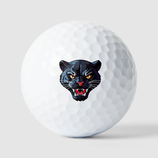 Wütendes Brüllendes Panther-Maskottchen Golfball (Vorderseite)