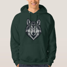 Wütendes einsames Wolf-Kopf-Grafik-T-Shirt