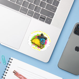 Wütendes Fisch-Taco-Monster-Sombrero-Foodie-Design Aufkleber
