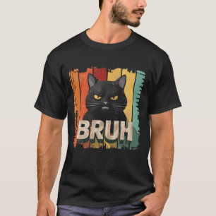 Wütendes Gesicht Schwarze Katze Bruh Meme Grafik V T-Shirt