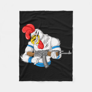 Wütendes Hühner-Cartoon-Waffe Hahn Lustige Waffe F Fleecedecke