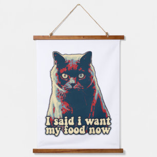Wütendes Katzen-Meme für Katzenliebhaber und Katze Wandteppich Mit Holzrahmen