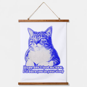 Wütendes Katzen-Meme für Katzenliebhaber und Katze Wandteppich Mit Holzrahmen