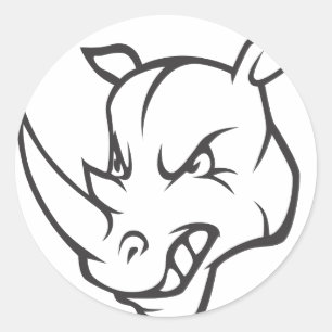 Wütendes Nashorn Runder Aufkleber