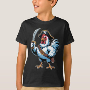 Wütendes Piratenhuhn mit Schwert und Kapitänhut T-Shirt