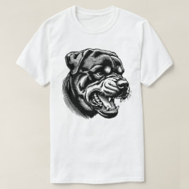 wütendes Rottweiler-Hundgesicht - Liniengrafik T-Shirt