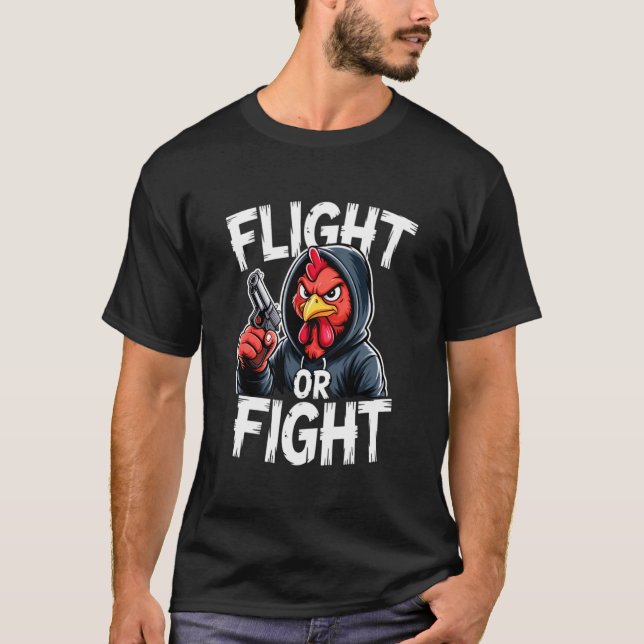 Wütendes Schlägertier Hühner Flug oder Kampfreakti T-Shirt (Vorderseite)