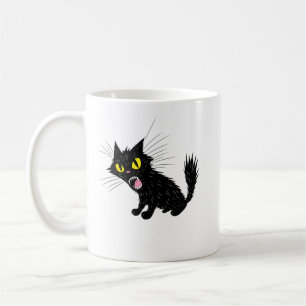 Wütendes-schwarzes-Katzen-Cartoon-T-Shirt Kaffeetasse