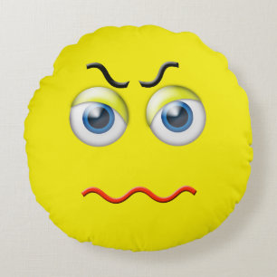 Wütendes verärgertes Emoji Rundes Kissen
