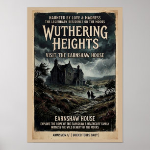 Wuthering Heights Gothic Moorlandschaft Vintage Re Poster