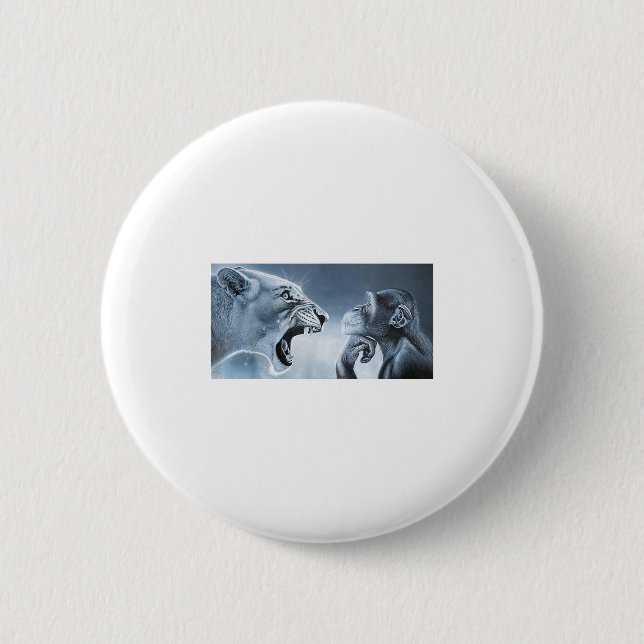 Wutmeme, Löwenaffe, Affe Und Löwe Meme M Button (Vorderseite)