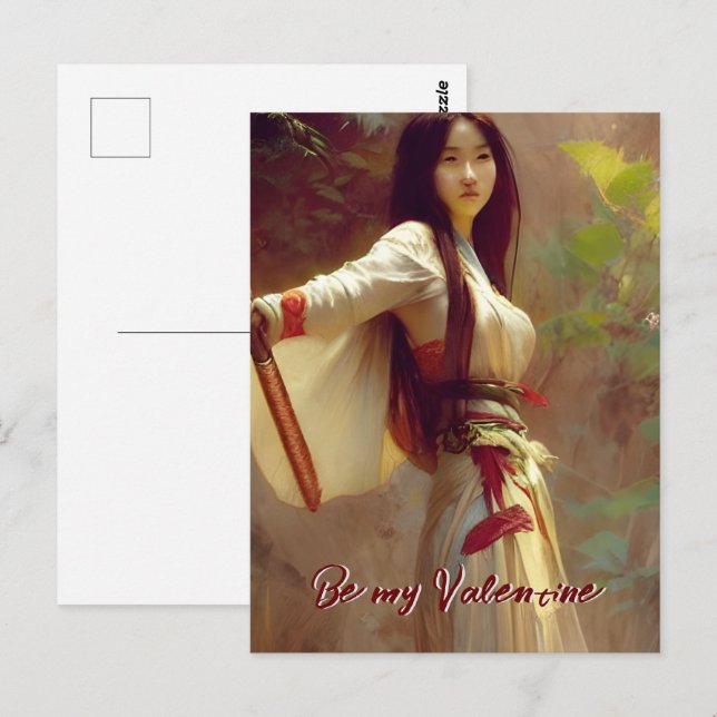 Wuxia Fighter Martial Arts Valentine Postkarte (Vorne/Hinten)
