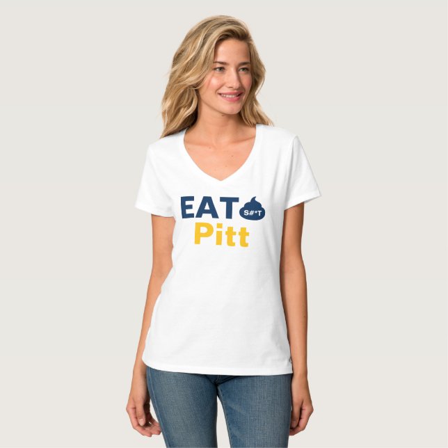 WV Damen V-Ausschnitt Oberteil Iss es Pitt  T-Shirt (Vorderseite Vollansicht)
