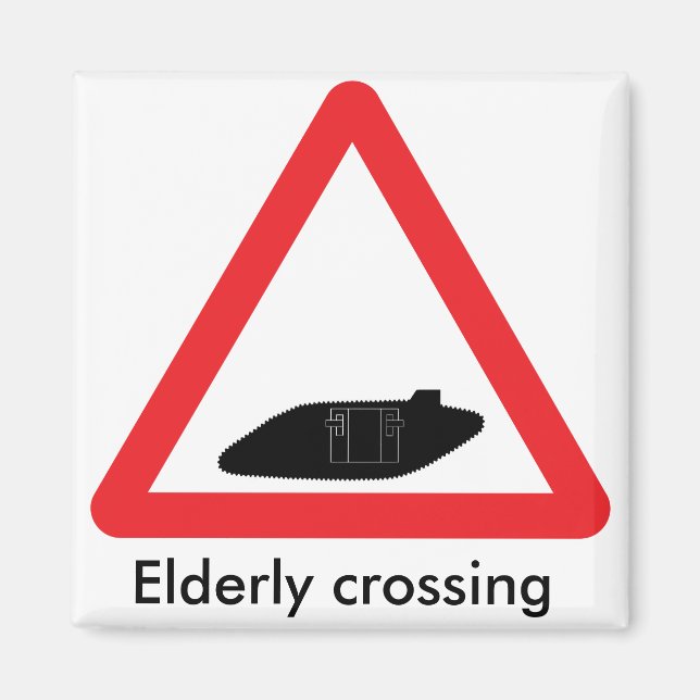 WW1 Tank überqueren Straße Schild. Ältere Kreuzung Magnet (Vorne)