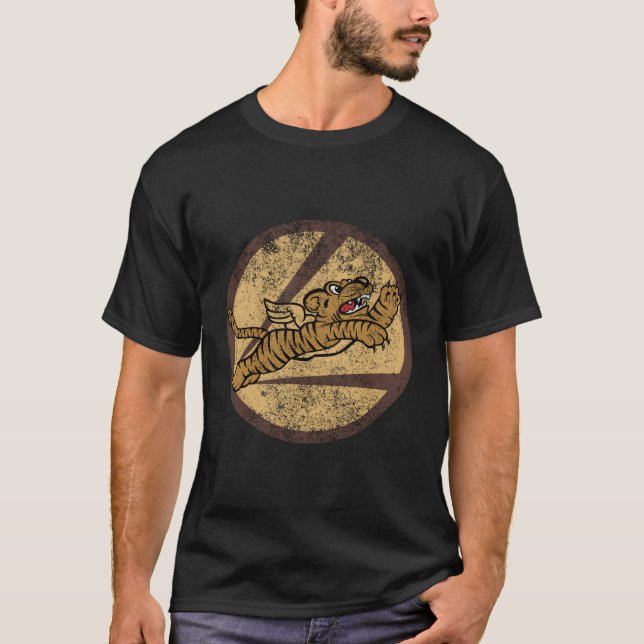 WW2 Avg Tigers Squadron Pilot Flying Patch T-Shirt (Vorderseite)