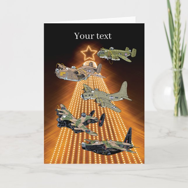 ww2-Bomber-Flugzeug Weihnachtskartenvorlage Feiertagskarte (Vorderseite)