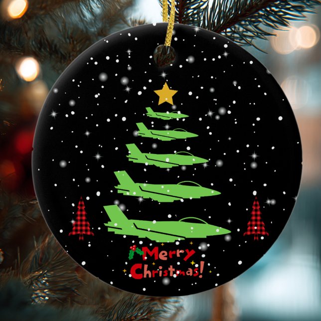 WW2 Flugzeug, Weihnachtsbaum, Schneeflocken, Whims Keramik Ornament (Von Creator hochgeladen)