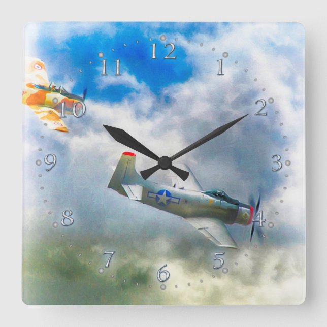 WW2 LUFTKRAFTFAHRZEUGE QUADRATISCHE WANDUHR (Vorderseite)