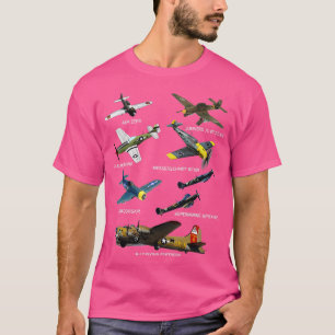 WW2 Planes Warbirds P51 Mustang Spitfire Messersch T-Shirt