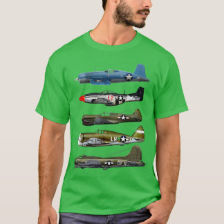 WW2 Warplane B17 P51 Mustang F4U Corsair P40 Warha T-Shirt