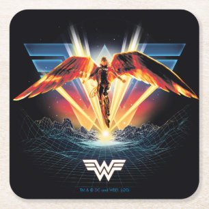 WW84   80's Retrowave Wonder Woman Graphic Rechteckiger Pappuntersetzer
