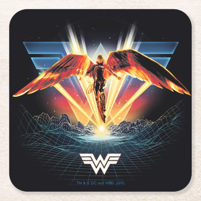 WW84 | 80's Retrowave Wonder Woman Graphic Rechteckiger Pappuntersetzer (Vorderseite)
