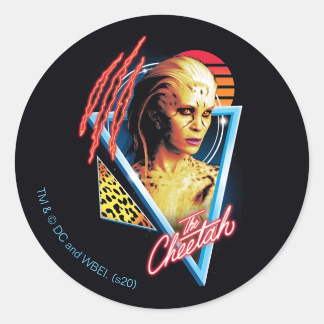 WW84 | Das Gepard-Retrowave-Abzeichen Runder Aufkleber (Vorderseite)