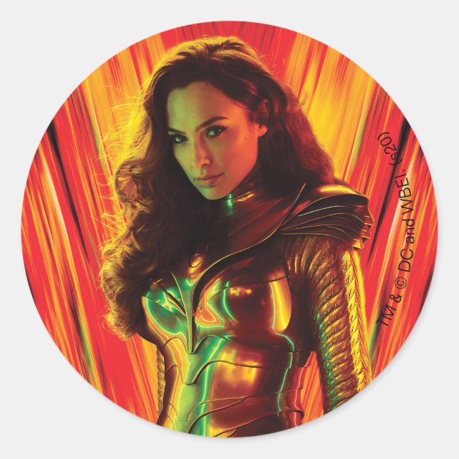 WW84 | Red-Orange Wonder Woman Kaleidoscope Runder Aufkleber (Vorderseite)