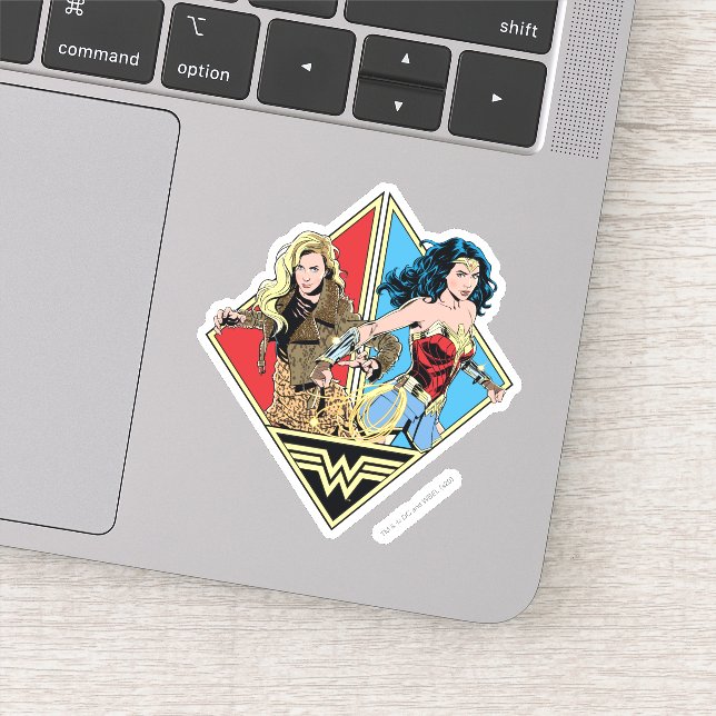 WW84 | Retro Comic Barbara Minerva & Wonder Woman Aufkleber (Detail)