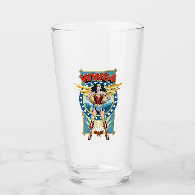 WW84 | Retro Comic Wonder Woman Charakter Abzeiche Glas (Vorderseite)