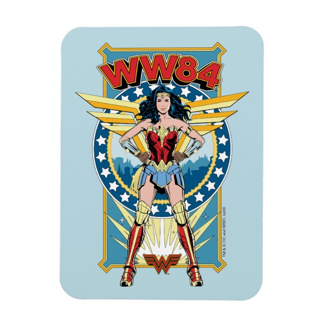 WW84 | Retro Comic Wonder Woman Charakter Abzeiche Magnet (Vertikal)