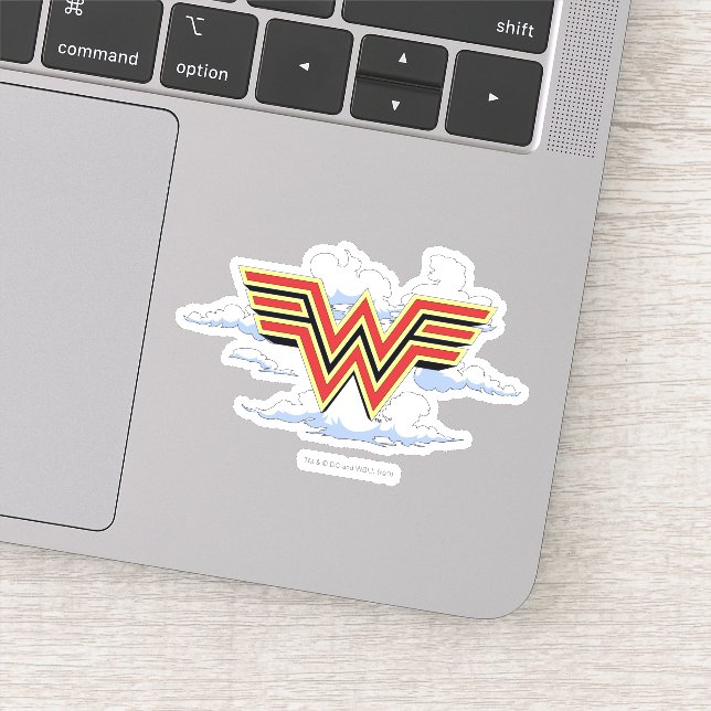 WW84 | Retro Comic Wonder Woman Logo Cloud Muster Aufkleber (Detail)